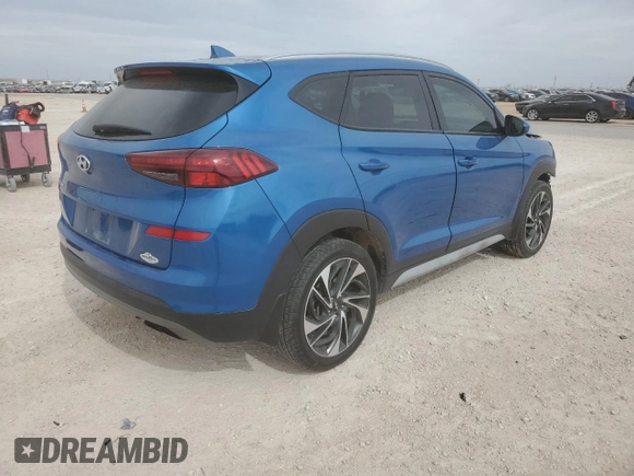 2019 Hyundai Tucson Sport with VIN KM8J33AL5KU981469, listed as a Copart auction lot 45370525 with 163,979 mi miles and Salvage Title. Bid and sale history available at carsss.com. Image 3.