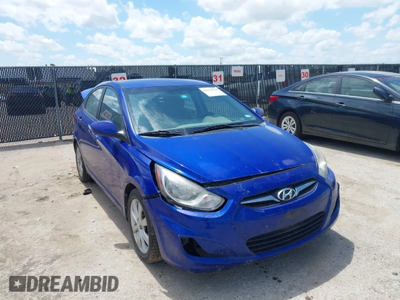 2013 Hyundai Accent GLS with VIN KMHCU4AEXDU437677, listed as a IAAI auction lot 42110350 with 144,947 mi miles. Bid and sale history available at carsss.com. Image 1.