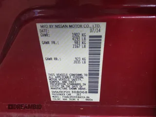 2015 Nissan LEAF SV with VIN 1N4AZ0CP5FC308068, listed as a IAAI auction lot 41582997 with 53,230 mi miles. Bid and sale history available at carsss.com. Image 9.