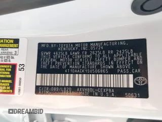 2025 Toyota Camry LE with VIN 4T1DAACK1SU506865, listed as a IAAI auction lot 41905314 with 41,960 mi miles and . Bid and sale history available at DreamBid. Image 9.