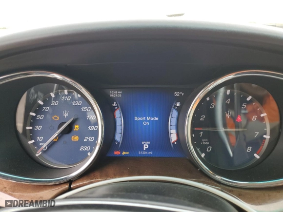 2014 Maserati Quattroporte GTS with VIN ZAM56PPA8E1073092, listed as a Copart auction lot 52827045 with 51,304 mi miles and Salvage Title. Bid and sale history available at carsss.com. Image 9.