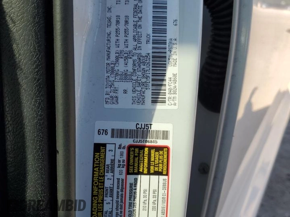 2020 Toyota Tundra 2WD SR5 with VIN 5TFEY5F17LX263254, listed as a Copart auction lot 73568964 with 57,348 mi miles and Salvage Title. Bid and sale history available at carsss.com. Image 14.