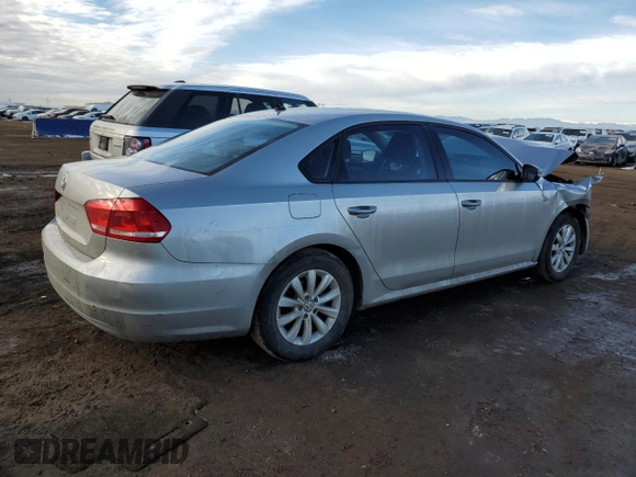 2012 Volkswagen Passat S w/Appearance with VIN 1VWAP7A34CC075866, listed as a Copart auction lot 43043365 with 0 mi miles and Salvage Title. Bid and sale history available at carsss.com. Image 3.