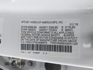2018 Honda Accord EX-L z VIN 1HGCV1F52JA084570, wystawiony jako IAAI lot #41956686 z przebiegiem 87 683 mil mil oraz . Historia ofert i sprzedaży dostępna na DreamBid. Obrazek 9.