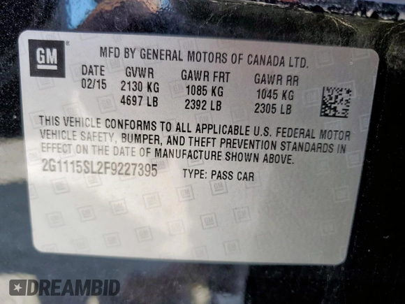 2015 Chevrolet Impala LT z VIN 2G1115SL2F9227395, wystawiony jako Copart lot #61340475 z przebiegiem 200 357 mil mil oraz Czysty tytuł • Clean title. Historia ofert i sprzedaży dostępna na DreamBid. Obrazek 12.