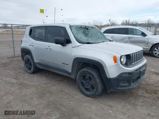 2018 Jeep Renegade Sport with VIN ZACCJBAB7JPJ35815, listed as a IAAI auction lot 41736386 with 157,431 mi miles. Bid and sale history available at carsss.com. Image 1.