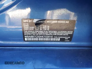 2017 BMW 3 Series 340i xDrive with VIN WBA8B7C50HK703916, listed as a Copart auction lot 44768225 with 34,508 mi miles and Salvage Title. Bid and sale history available at carsss.com. Image 14.