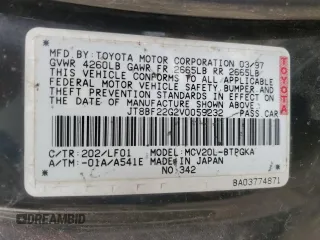 1997 Lexus ES 300 Luxury Sport Sdn with VIN JT8BF22G2V0059232, listed as a Copart auction lot 83820544 with 285,436 mi miles and Salvage Title. Bid and sale history available at carsss.com. Image 12.