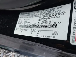 2019 Ford Fiesta SE with VIN 3FADP4BJ9KM118340, listed as a IAAI auction lot 41613597 with 95,530 mi miles. Bid and sale history available at carsss.com. Image 9.