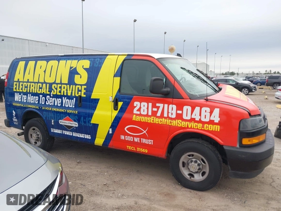 2023 Chevrolet Express Cargo with VIN 1GCWGAFP3P1219054, listed as a IAAI auction lot 41615581 with 36,622 mi miles and . Bid and sale history available at DreamBid. Image 13.