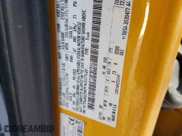 2015 Ford Transit with VIN 1FTNR2ZM7FKA87020, listed as a Copart auction lot 87937975 with Not Provided miles and Salvage Title. Bid and sale history available at DreamBid. Image 10.