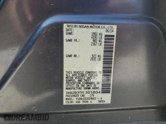 2015 Nissan LEAF S with VIN 1N4AZ0CP7FC305804, listed as a Copart auction lot 61262525 with 68,724 mi miles and Salvage title. Bid and sale history available at DreamBid. Image 12.