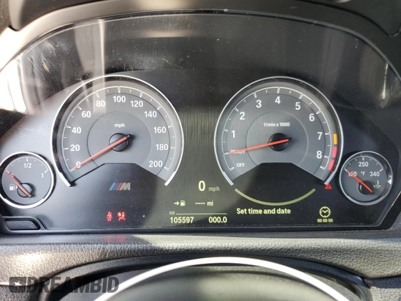 2015 BMW M3 with VIN WBS3C9C5XFP803228, listed as a Copart auction lot 52173245 with 105,597 mi miles and Salvage title. Bid and sale history available at DreamBid. Image 9.