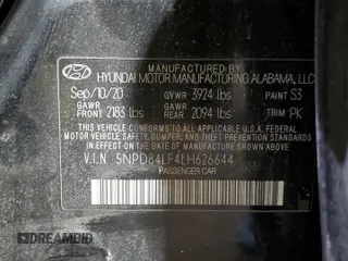 2020 Hyundai Elantra SEL with VIN 5NPD84LF4LH626644, listed as a Copart auction lot 44551085 with 70,268 mi miles and Salvage Title. Bid and sale history available at DreamBid. Image 14.