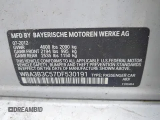 2013 BMW 3 Series 328i xDrive с VIN WBA3B3C57DF530191, выставлен на аукционе IAAI как лот 42517863 с пробегом 71 410 миль миль и . История ставок и продаж доступна на DreamBid. Изображение 9.