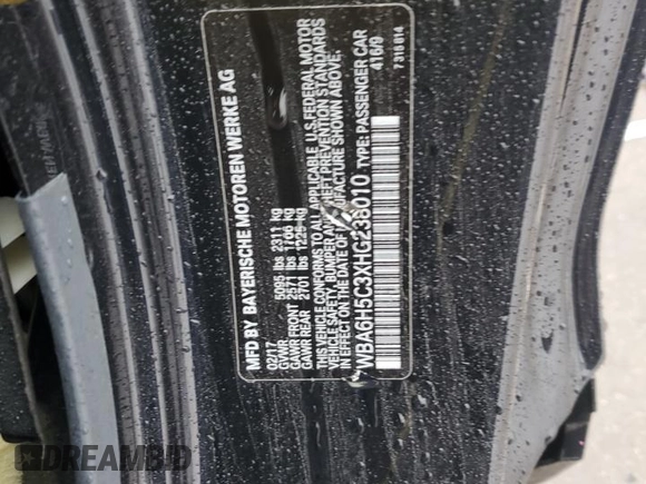 2017 BMW 6 Series z VIN WBA6H5C3XHG238010, wystawiony jako Copart lot #87314274 z przebiegiem 69 607 mil mil oraz Szkoda całkowita • Salvage title. Historia ofert i sprzedaży dostępna na DreamBid. Obrazek 12.