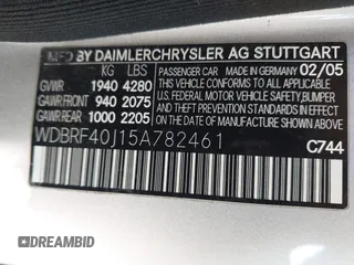 2005 Mercedes-Benz C 230 Kompressor с VIN WDBRF40J15A782461, выставлен на аукционе IAAI как лот 42119047 с пробегом Не указан миль и . История ставок и продаж доступна на DreamBid. Изображение 9.