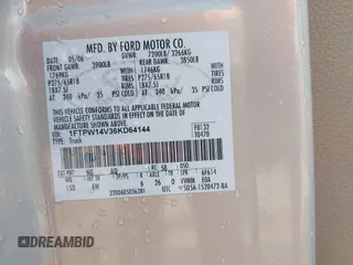 2006 Ford F-150 XLT с VIN 1FTPW14V36KD64144, выставлен на аукционе IAAI как лот 42520136 с пробегом 150 008 миль миль и . История ставок и продаж доступна на DreamBid. Изображение 9.