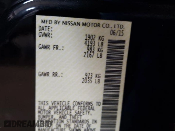 2015 Nissan LEAF S with VIN 1N4AZ0CP6FC334064, listed as a Copart auction lot 49307085 with 42,375 mi miles and Salvage Title. Bid and sale history available at DreamBid. Image 12.
