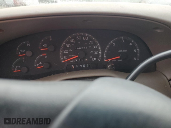 1997 Ford F-150 XL with VIN 1FTDX18W6VKC64721, listed as a Copart auction lot 57935585 with 180,222 mi miles and Clean title. Bid and sale history available at DreamBid. Image 9.