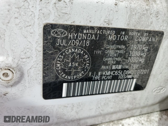 2019 Hyundai Ioniq z VIN KMHC65LD8KU107201, wystawiony jako Copart lot #52440065 z przebiegiem 151 365 mil mil oraz Czysty tytuł • Clean title. Historia ofert i sprzedaży dostępna na DreamBid. Obrazek 13.