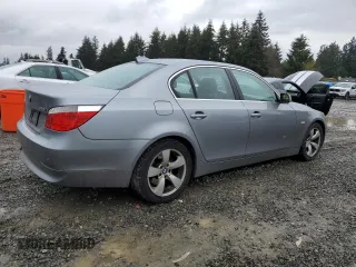 2007 BMW 5 Series 525i with VIN WBANE53587CW65729, listed as a Copart auction lot 50196855 with 178,956 mi miles and Salvage Title. Bid and sale history available at carsss.com. Image 3.