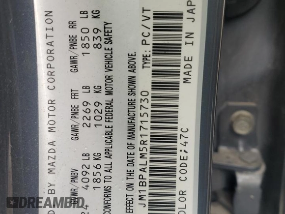 2024 Mazda 3 S Preferred with VIN JM1BPALM5R1715730, listed as a Copart auction lot 57655565 with 18,095 mi miles and Salvage title. Bid and sale history available at DreamBid. Image 13.