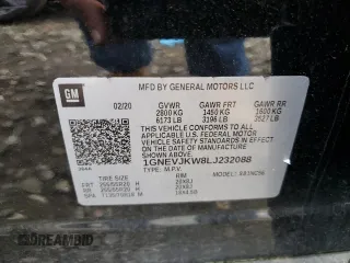 2020 Chevrolet Traverse RS with VIN 1GNEVJKW8LJ232088, listed as a Copart auction lot 60889705 with 70,322 mi miles and Salvage title. Bid and sale history available at DreamBid. Image 14.