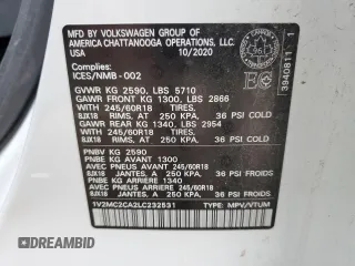 2020 Volkswagen Atlas SEL with VIN 1V2MC2CA2LC232531, listed as a Copart auction lot 80002804 with 73,810 mi miles and Salvage title. Bid and sale history available at DreamBid. Image 14.