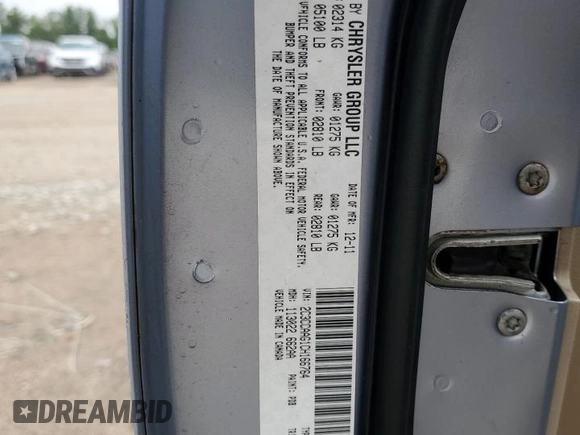2012 Chrysler 300 with VIN 2C3CCAAG1CH166764, listed as a Copart auction lot 54987515 with 177,590 mi miles and Clean Title. Bid and sale history available at DreamBid. Image 12.