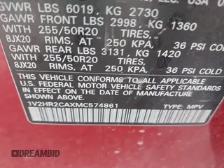 2021 Volkswagen Atlas SE z VIN 1V2HR2CAXMC574861, wystawiony jako IAAI lot #42139105 z przebiegiem 61 098 mil mil oraz . Historia ofert i sprzedaży dostępna na DreamBid. Obrazek 9.