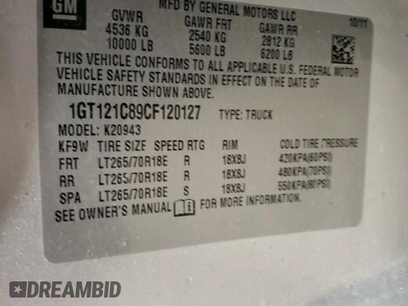 2012 GMC Sierra 2500HD SLT z VIN 1GT121C89CF120127, wystawiony jako Copart lot #42336495 z przebiegiem 142 396 mil mil oraz Szkoda całkowita • Salvage title. Historia ofert i sprzedaży dostępna na DreamBid. Obrazek 12.