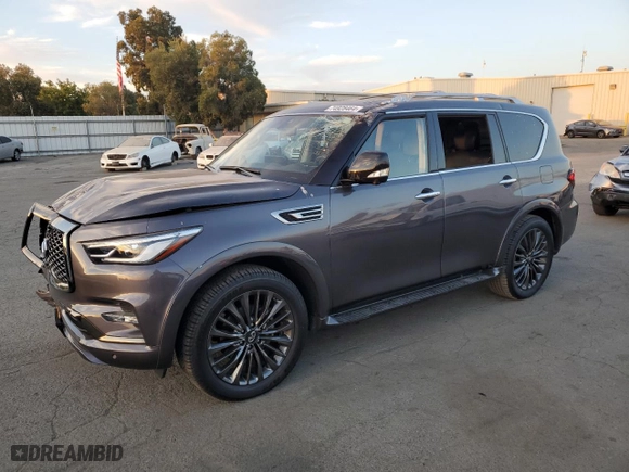 2022 Infiniti QX80 PREMIUM SELECT with VIN JN8AZ2AD7N9870102, listed as a Copart auction lot 74928464 with 27,572 mi miles and Salvage Title. Bid and sale history available at carsss.com. Image 1.