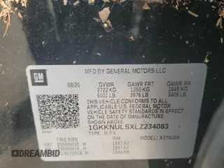 2020 GMC Acadia SLT with VIN 1GKKNULSXLZ234083, listed as a Copart auction lot 58593395 with Not provided miles and Salvage title. Bid and sale history available at DreamBid. Image 14.