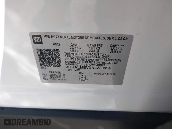 2022 GMC Terrain SLE с VIN 3GKALMEVXNL223054, выставлен на аукционе IAAI как лот 42025363 с пробегом 15 471 миль миль и . История ставок и продаж доступна на DreamBid. Изображение 9.