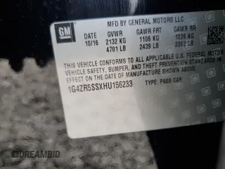 2017 Buick LaCrosse Premium with VIN 1G4ZR5SSXHU156233, listed as a Copart auction lot 64247435 with 21,980 mi miles and Salvage title. Bid and sale history available at DreamBid. Image 12.