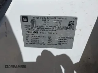 2015 Chevrolet Equinox LS z VIN 2GNALAEK0F1164834, wystawiony jako IAAI lot #39723132 z przebiegiem 105 515 mil mil oraz . Historia ofert i sprzedaży dostępna na DreamBid. Obrazek 9.