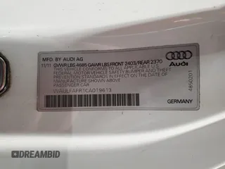 2012 Audi A5 2.0T Premium Plus with VIN WAULFAFR1CA019613, listed as a Copart auction lot 54341615 with 155,718 mi miles and Clean Title. Bid and sale history available at carsss.com. Image 12.