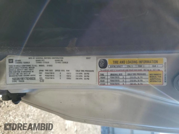 2007 Chevrolet Colorado 1LT with VIN 1GCDS19E178240038, listed as a Copart auction lot 48142505 with 135,989 mi miles and Salvage Title. Bid and sale history available at DreamBid. Image 13.