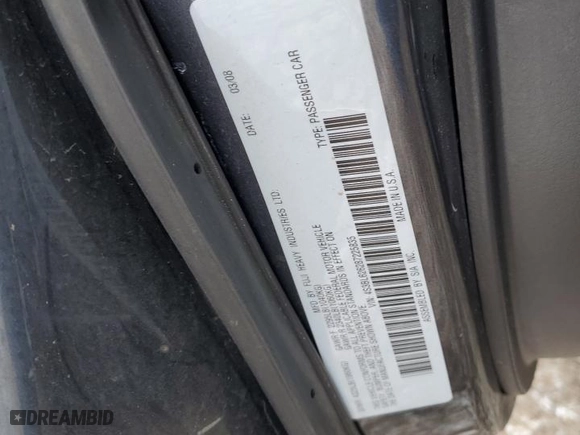 2008 Subaru Legacy (Natl) Ltd with VIN 4S3BL626287225835, listed as a Copart auction lot 45519045 with 190845 miles and Salvage Title. Bid and sale history available at carsss.com. Image 12.