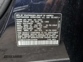 2021 Volkswagen Atlas SEL with VIN 1V2BE2CA3MC224845, listed as a Copart auction lot 72646844 with Not provided miles and Non repairable. Bid and sale history available at DreamBid. Image 13.