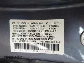 2017 Honda Accord Sedan LX with VIN 1HGCR2F31HA046878, listed as a IAAI auction lot 41927504 with 153,793 mi miles. Bid and sale history available at carsss.com. Image 9.