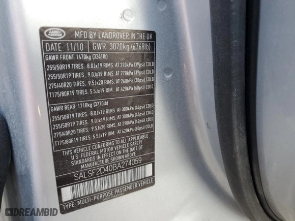 2011 Land Rover Range Rover Sport HSE with VIN SALSF2D40BA274059, listed as a Copart auction lot 51384245 with 166,310 mi miles and Clean Title. Bid and sale history available at carsss.com. Image 14.