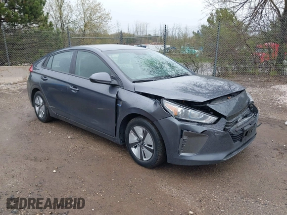 2019 Hyundai Ioniq Blue with VIN KMHC65LC7KU117578, listed as a IAAI auction lot 42173054 with 80,541 mi miles and . Bid and sale history available at DreamBid. Image 1.