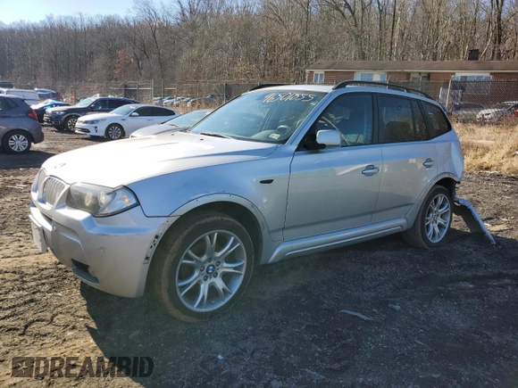 2008 BMW X3 3.0si with VIN WBXPC93448WJ20078, listed as a Copart auction lot 46501855 with 143,308 mi miles and Salvage Title. Bid and sale history available at DreamBid. Image 1.