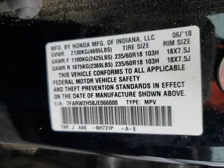 2018 Honda CR-V EX with VIN 7FARW2H58JE066000, listed as a Copart auction lot 49657835 with 58,595 mi miles and Salvage Title. Bid and sale history available at carsss.com. Image 13.