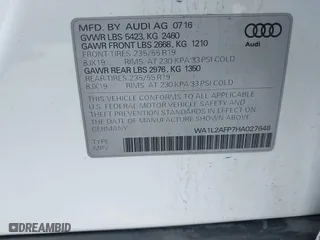 2017 Audi Q5 Premium Plus with VIN WA1L2AFP7HA027648, listed as a IAAI auction lot 41113860 with 84,203 mi miles. Bid and sale history available at carsss.com. Image 9.