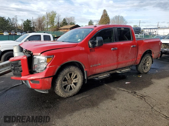 2021 Nissan Titan SV with VIN 1N6AA1ED0MN510017, listed as a Copart auction lot 55466215 with 38,556 mi miles and Salvage title. Bid and sale history available at DreamBid. Image 1.