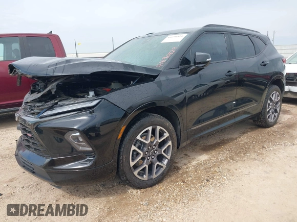 2023 Chevrolet Blazer RS with VIN 3GNKBERSXPS150986, listed as a IAAI auction lot 41690829 with 21,120 mi miles. Bid and sale history available at carsss.com. Image 2.