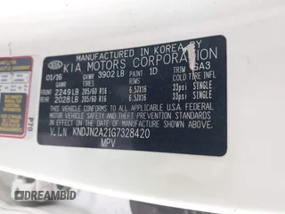 2016 Kia Soul with VIN KNDJN2A21G7328420, listed as a IAAI auction lot 42022903 with 148,903 mi miles. Bid and sale history available at carsss.com. Image 9.